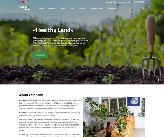 Разработка сайта для производителя Healthy Land растительных удобрений, SPRAVA agency портфолио