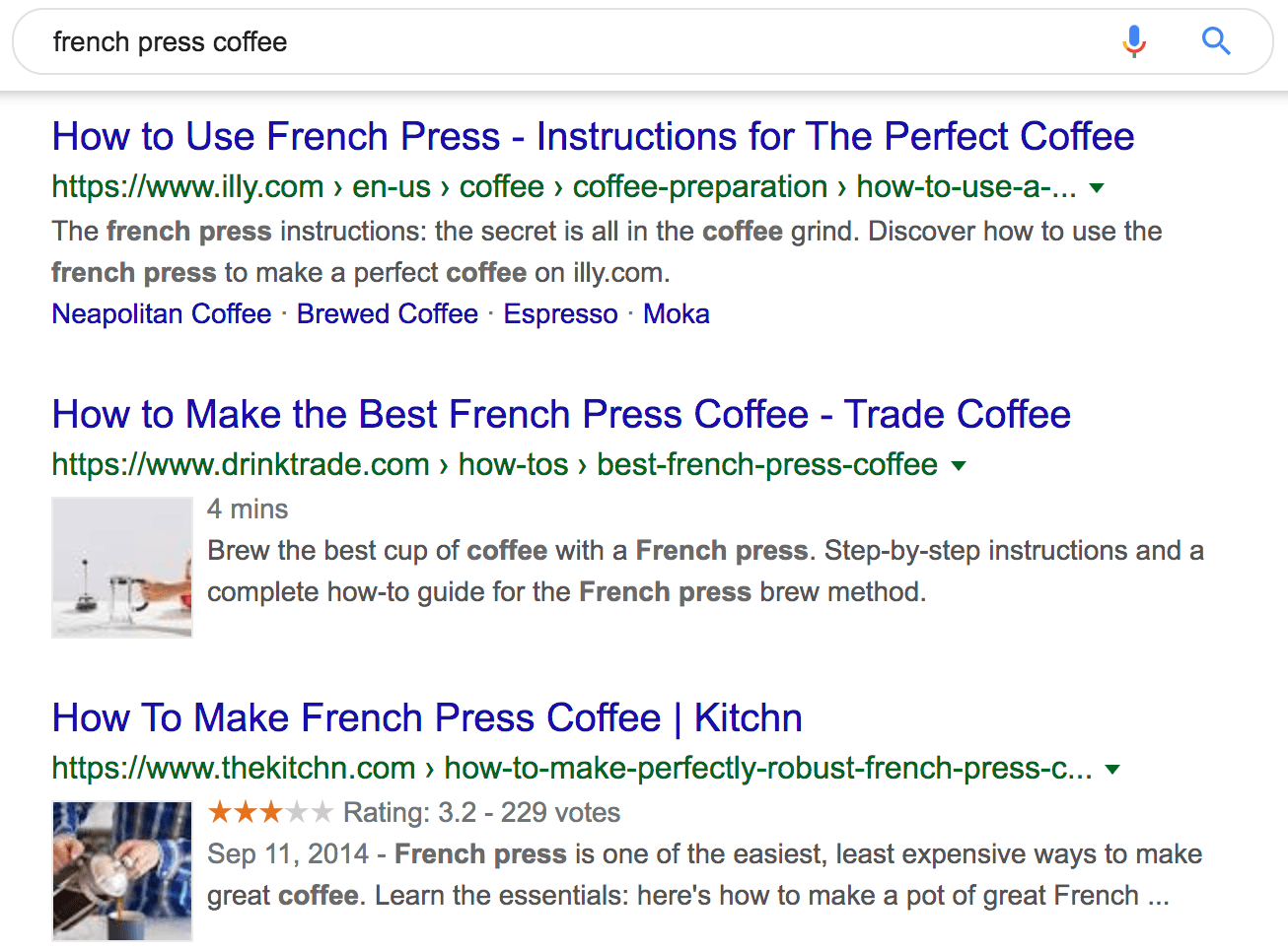 топ-результаты по поиску «french press coffee»