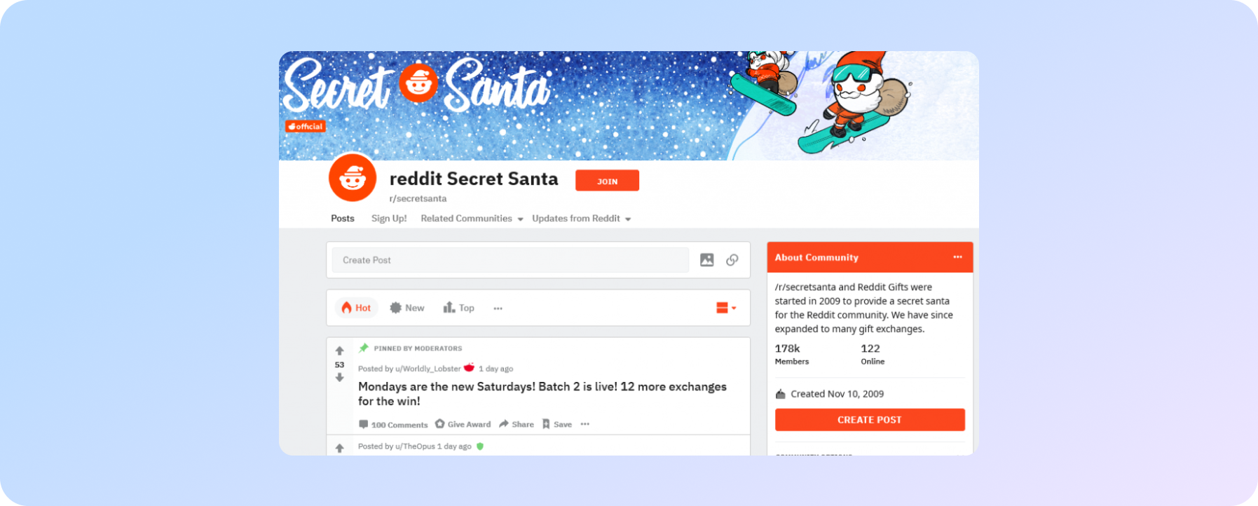 реклама от Reddit каждую зиму под Рождество