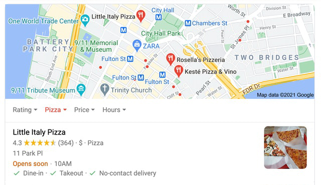 карта в Google Мой Бизнес