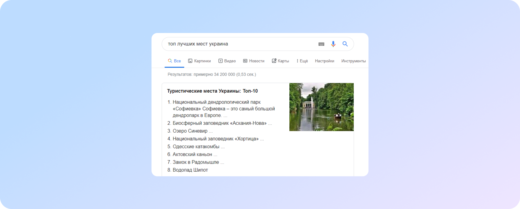 блок  Featured snippets