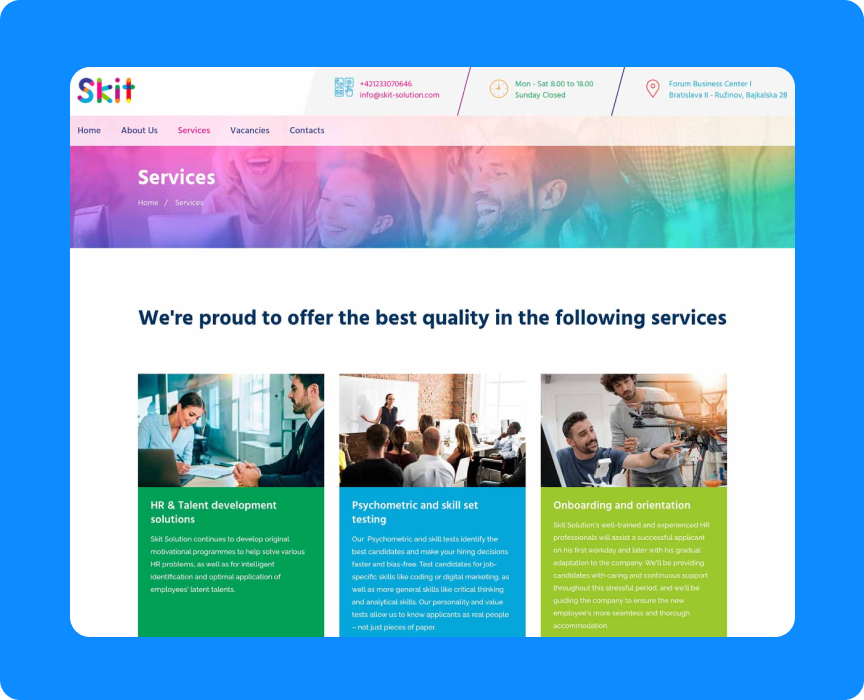 Портфоліо розробки сайту для HR агенції у Братиславі